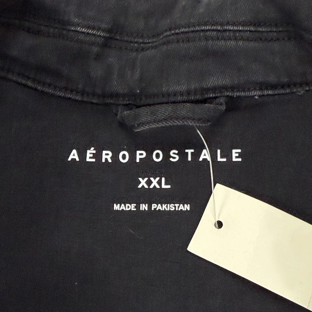 Aeropostale Mens Black Distressed Denim Trucker Jacket‎ XXL 7834-001 New